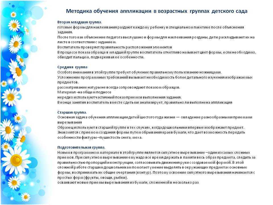 Опыт работы воспитателя. аппликация в детском саду. особенности организации работы по аппликации в дошкольном образовательном учреждении