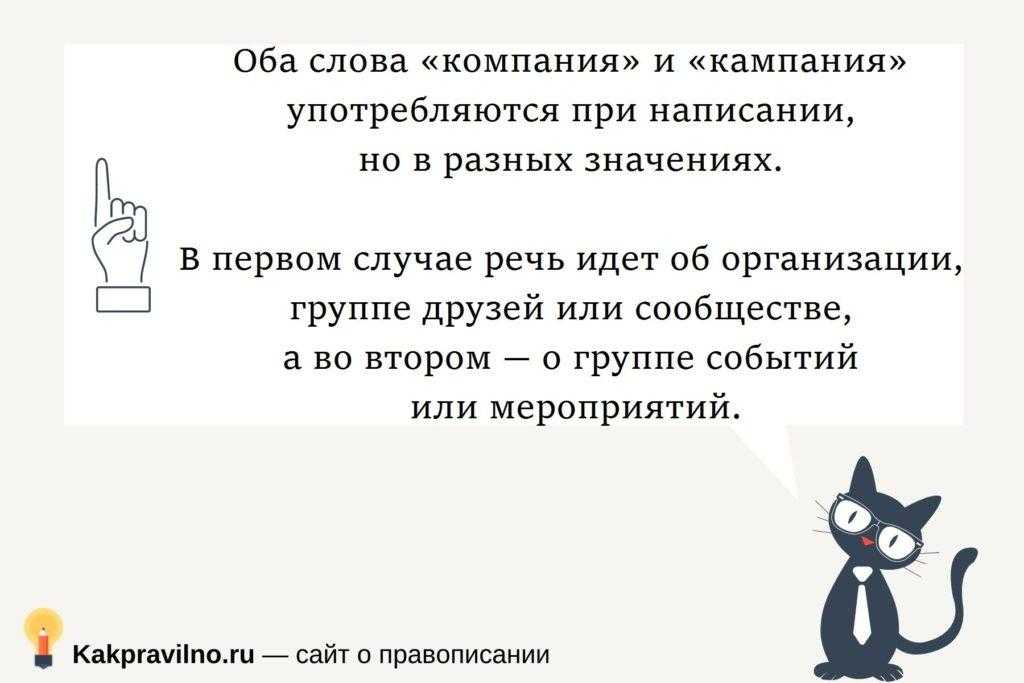 Компания или кампания: как правильно пишется
