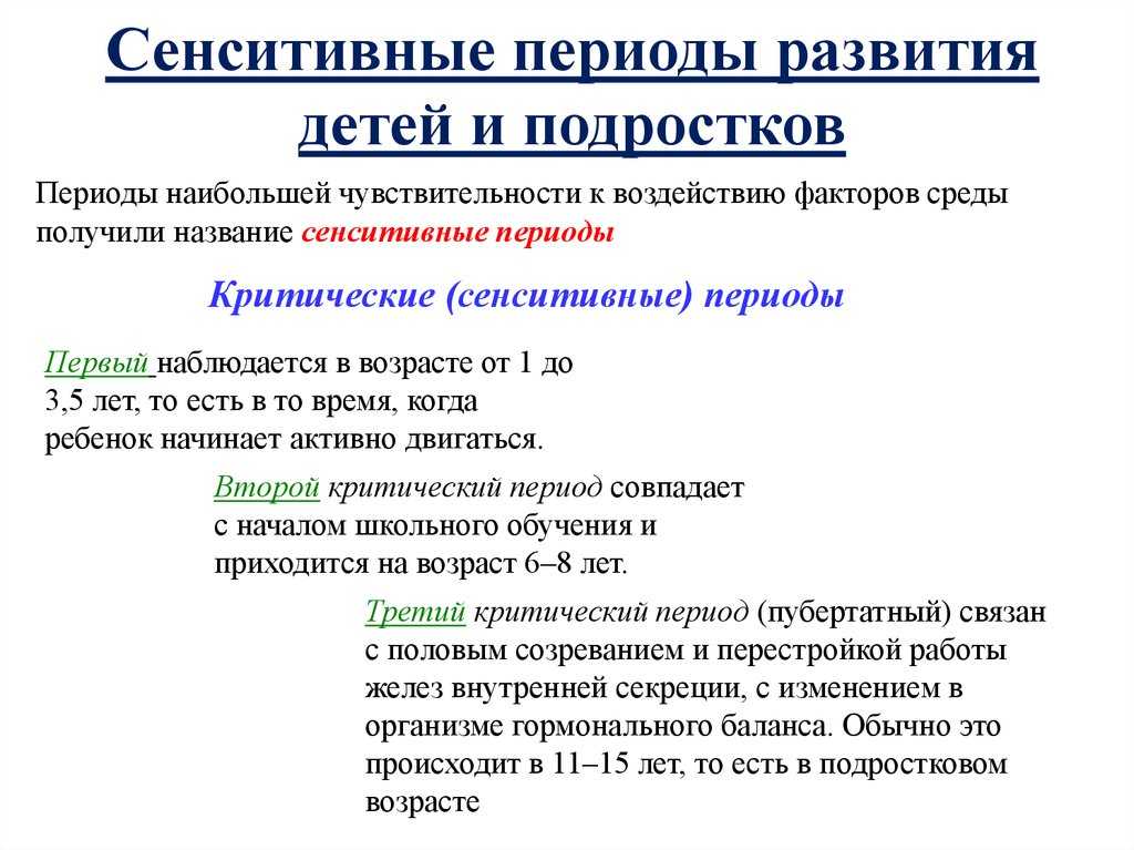 Сензитивные периоды развития ребенка