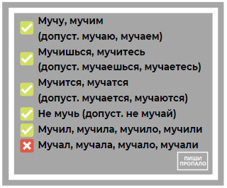 «мучить» или «мучать» - как правильно пишется слово?