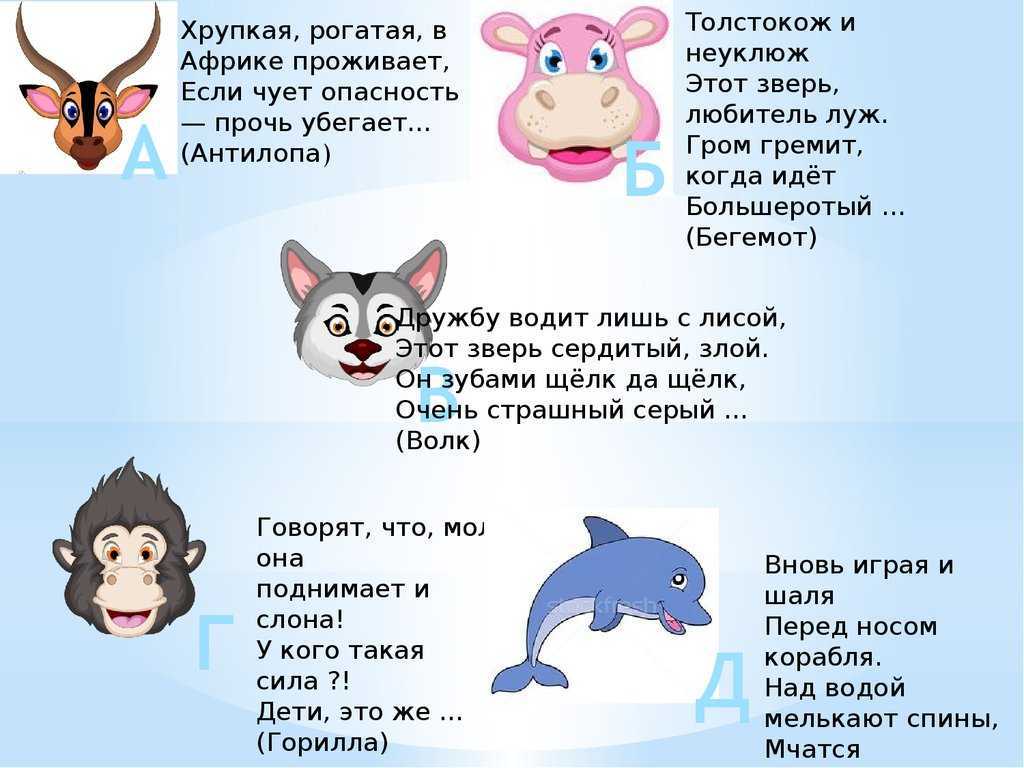 Загадки про диких и домашних животных с ответами для 1-4 класса