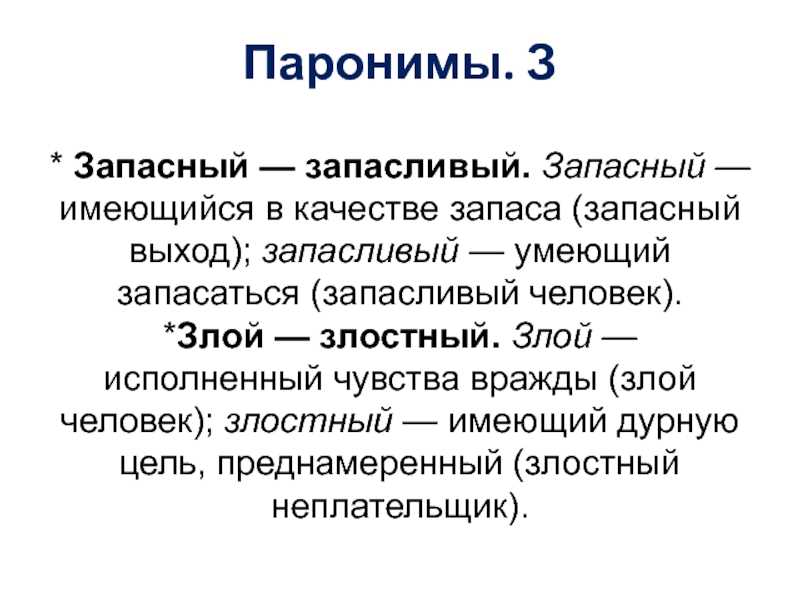 Значение омонима и паронима в русской речи