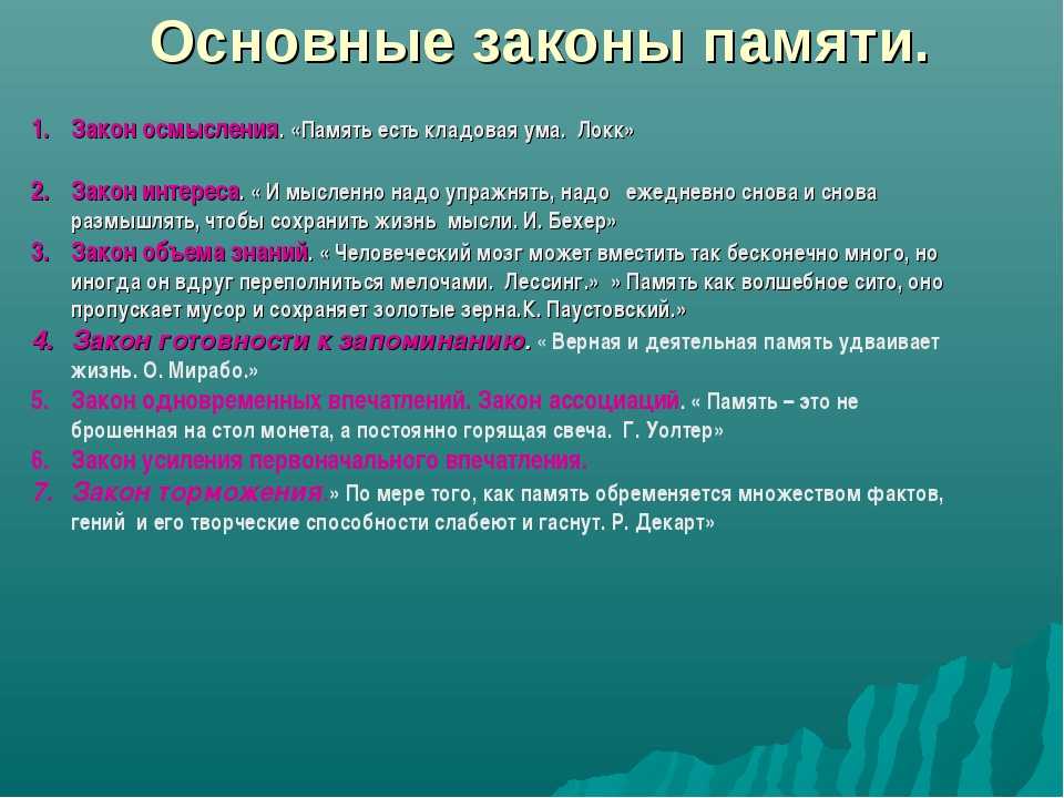 4 процесса памяти человека