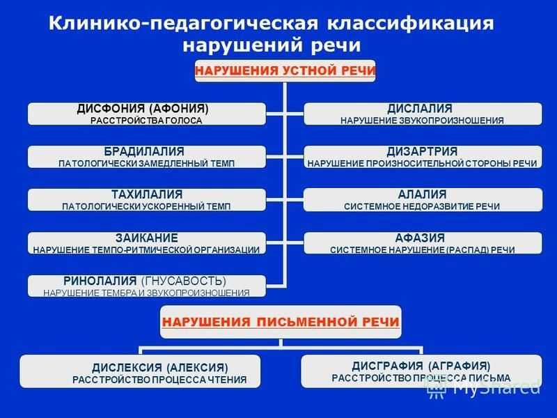 Систематика нарушений в речевом развитии ребенка