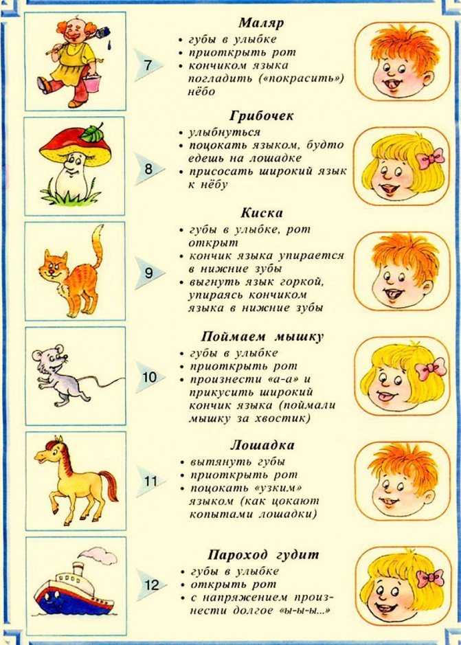 Артикуляционная гимнастика для детей по возрастам: упражнения