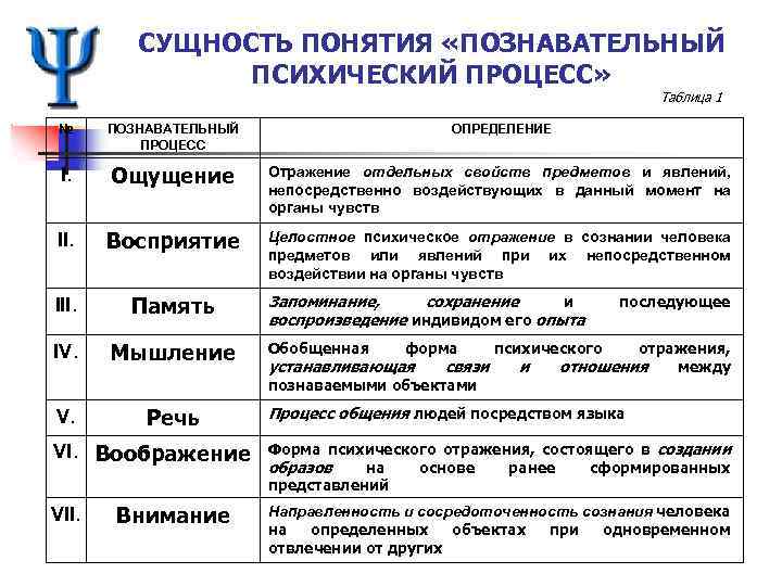 Познавательные процессы в психологии личности: это что такое, кратко