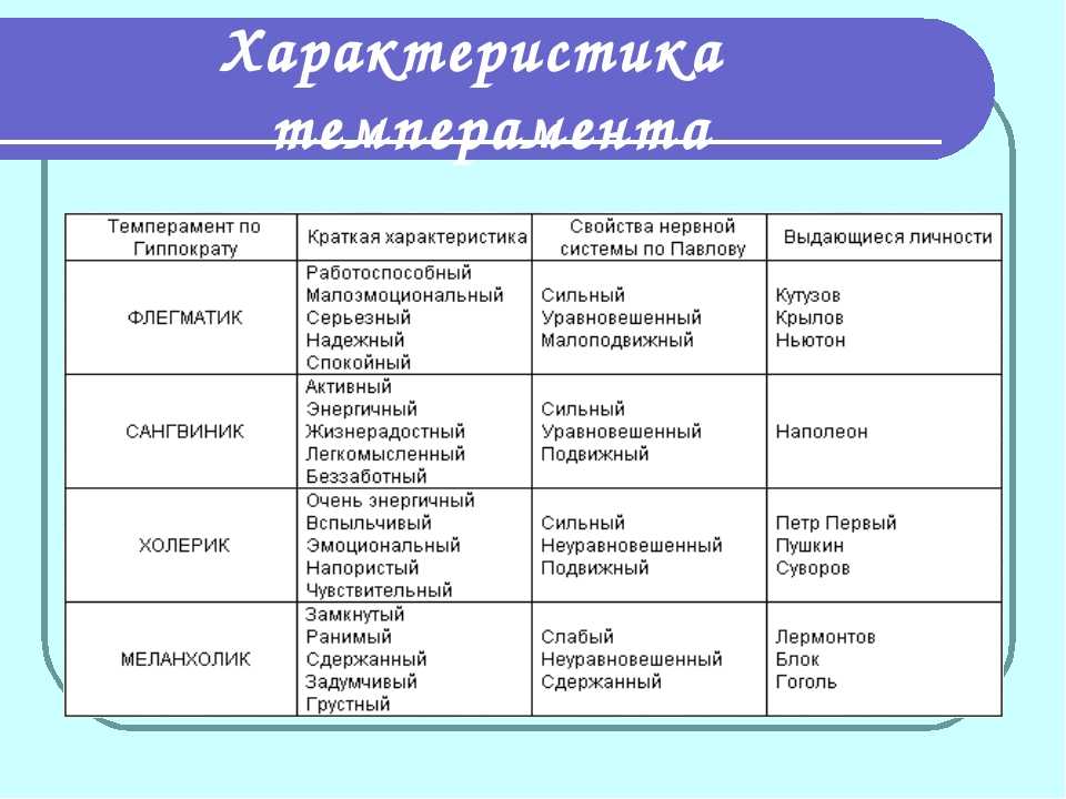 Типы темперамента: какие бывают, особенности, в чем отличия