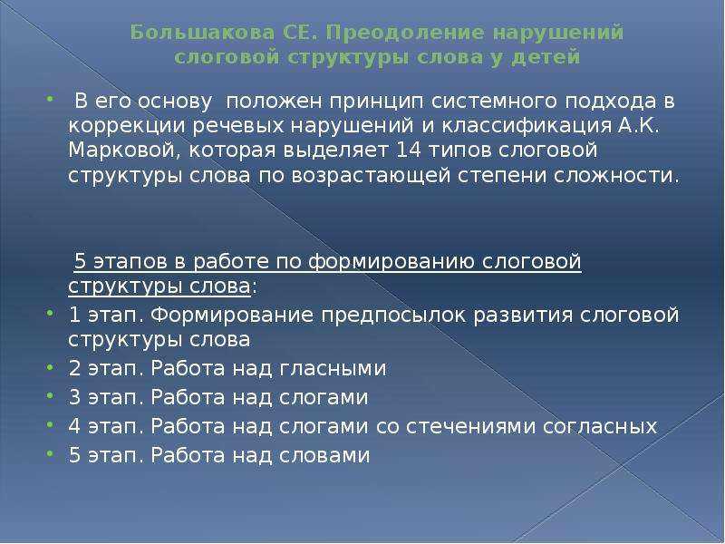 Слоговая структура слов